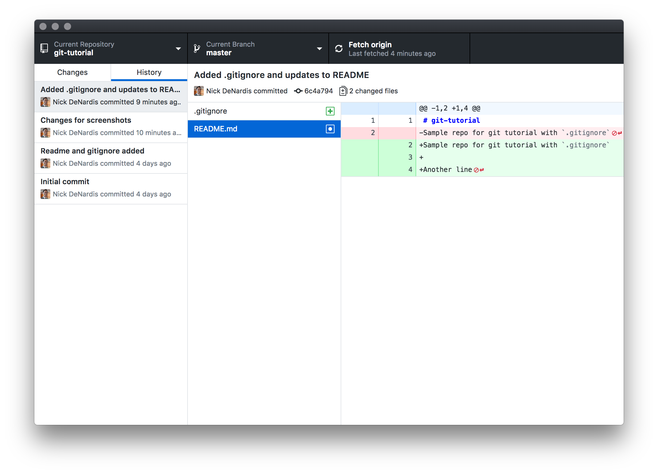 Screenshot of GitHub Desktop application